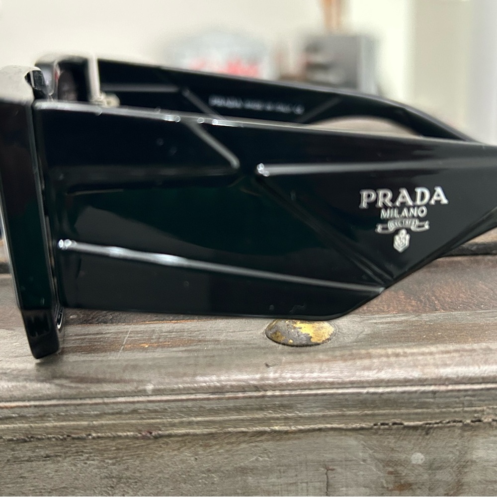 Prada Black Rectangular Frame Sunglasses with Dar… - image 8
